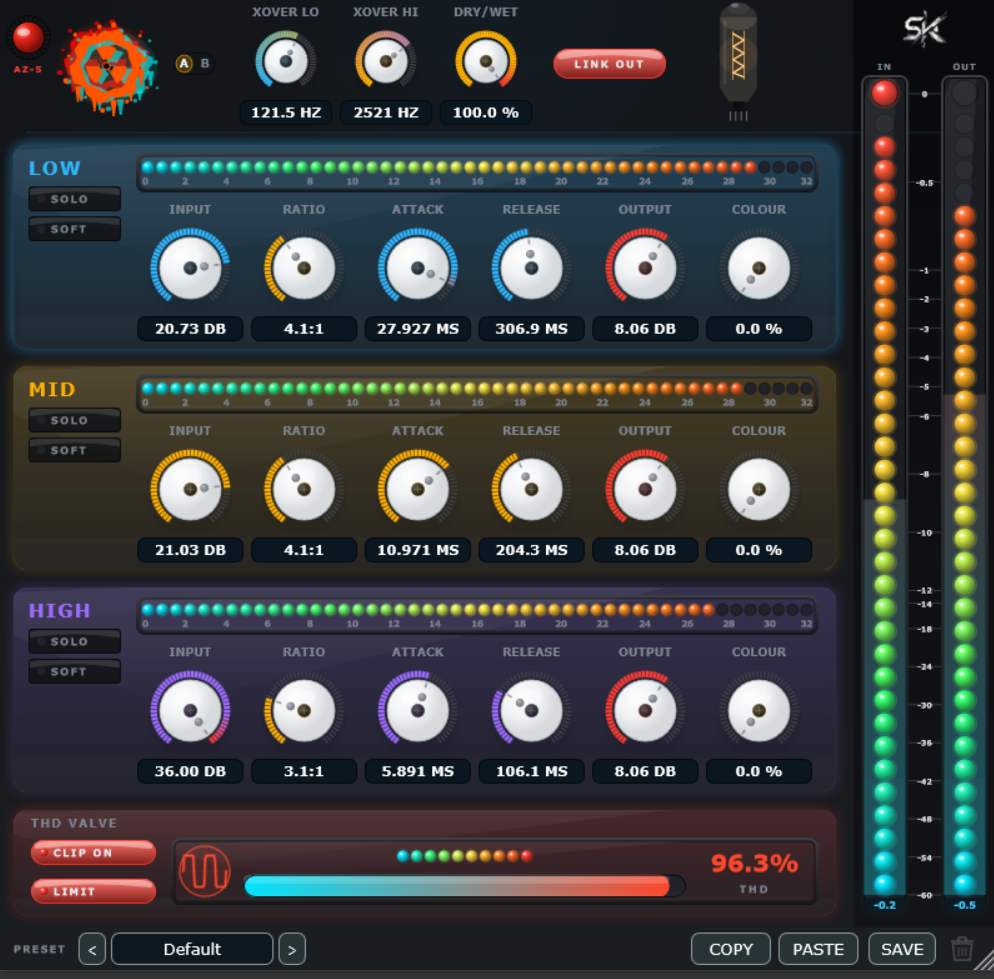 Nuke Multiband saturation plugin interface