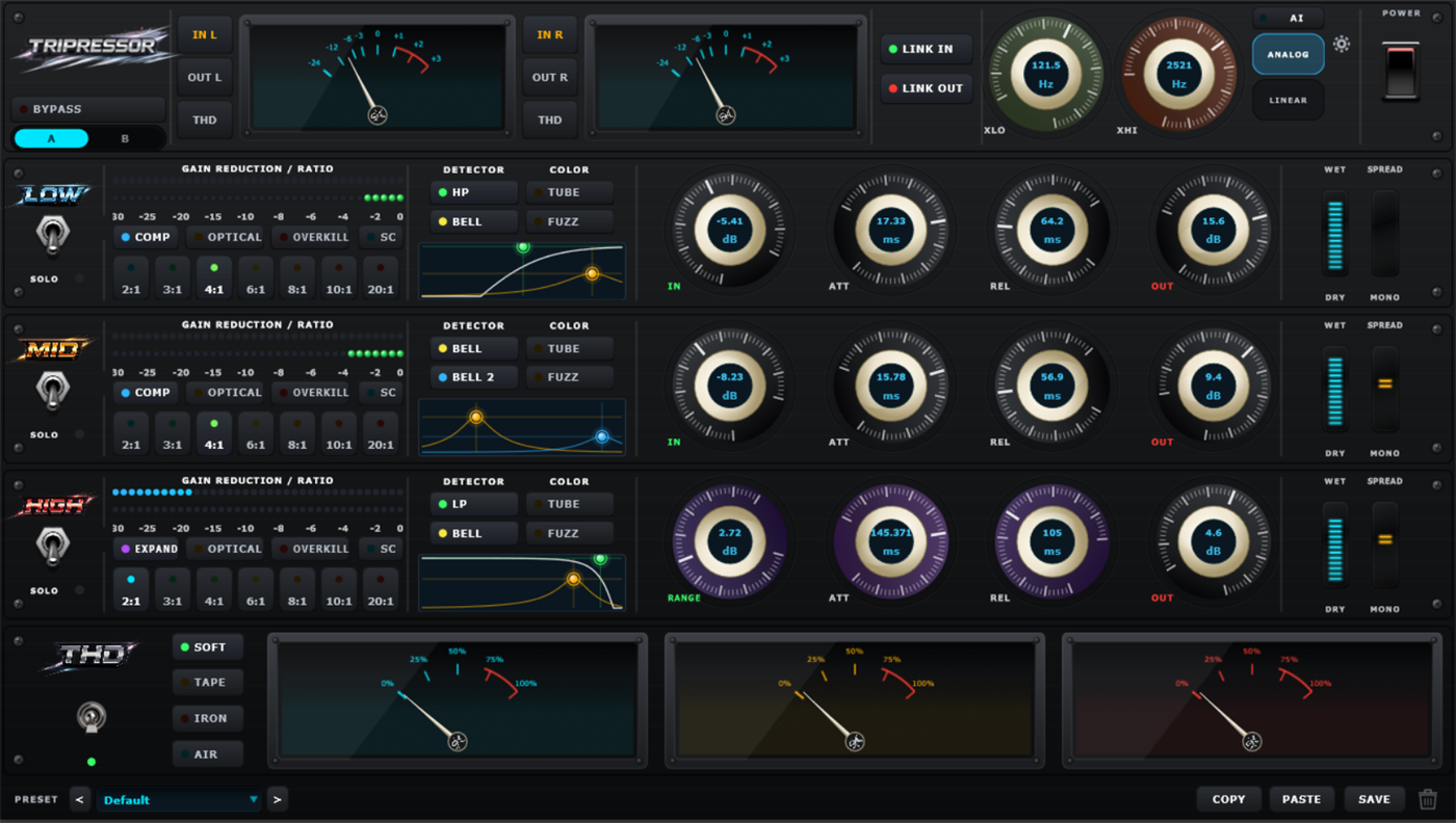 Tripressor triple-band compressor plugin interface